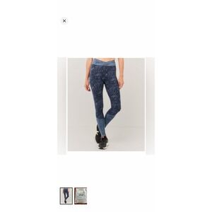 Pact Dandelion Fields Crossover Leggings X-Large Organic Cotton Blue Gray Gym